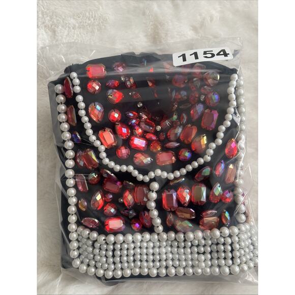 Bslingerie Womens Sz L Bustier Crop Top Club Wear Lingerie Rhinestone & Pearl - Picture 9 of 9